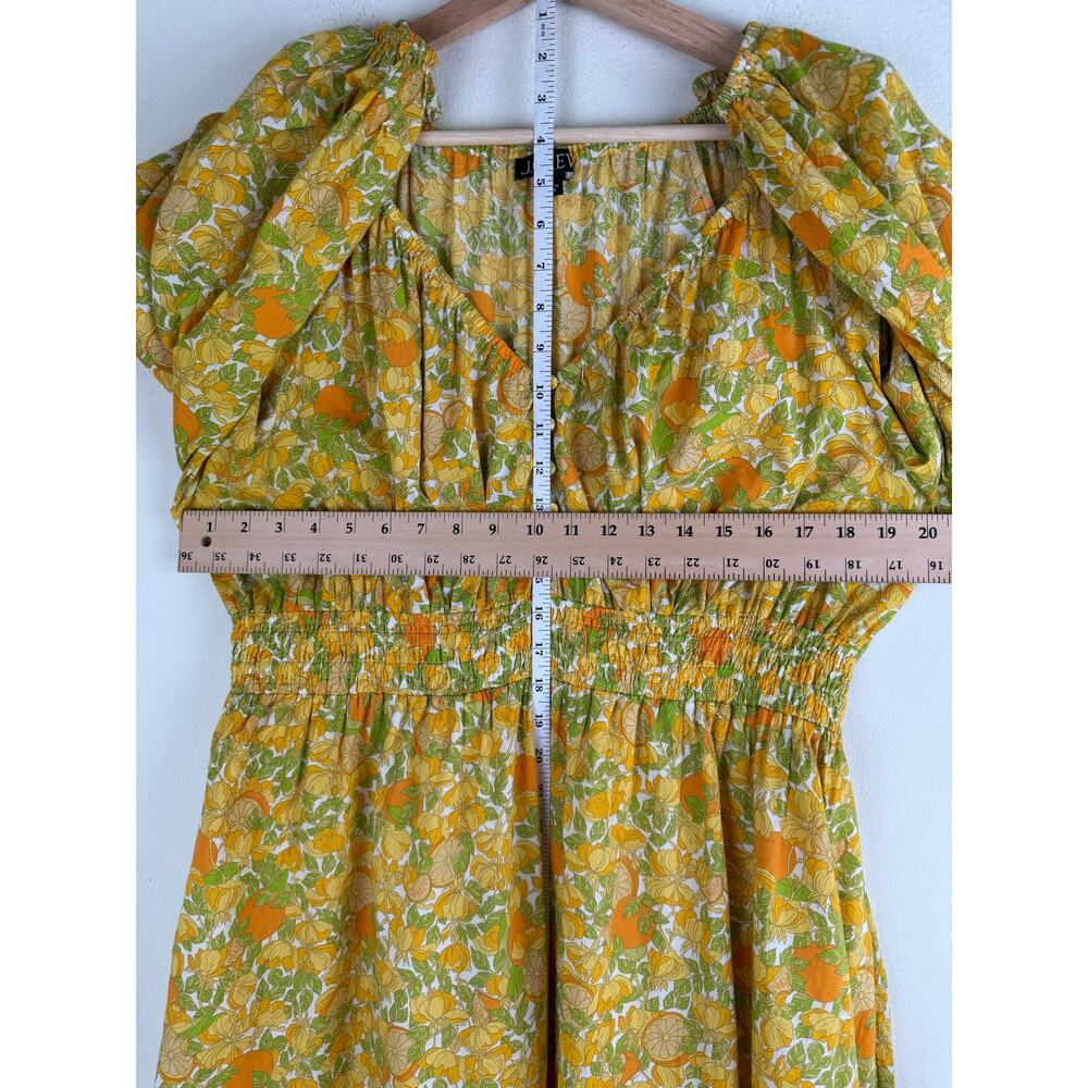 J.Crew Limone Print Cotton Lawn Mini Dress Smocked XL BR418 Citrus Yellow - Picture 14 of 15